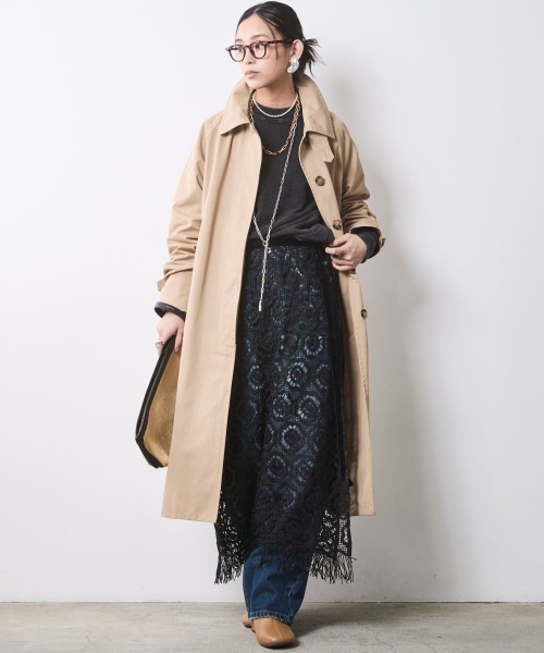 CHIC STYLE（シックスタイル）の「レースオーバースカート＜大きいサイズ有＞シックスタイル（スカート・レディース・ブラック/オフホワイト・M/L/LL/3L/4L/5L）」の11枚目の写真