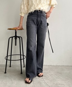 【着用1回10月購入】moussyマウジー MVSフレア ブラック 24 ロング MVS BLACK FLARE(L) / ロングサイズ（デニムパンツ）｜MOUSSY