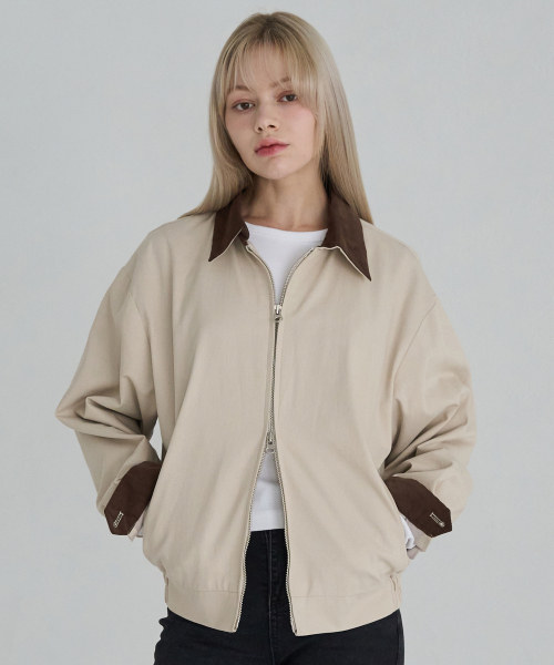 5OML(オーオーエムエル)の「コットンヘリングトンジャケット(ベージュ)(ブルゾン・レディース・ベージュ・MEDIUM/LARGE)」の2枚目の写真