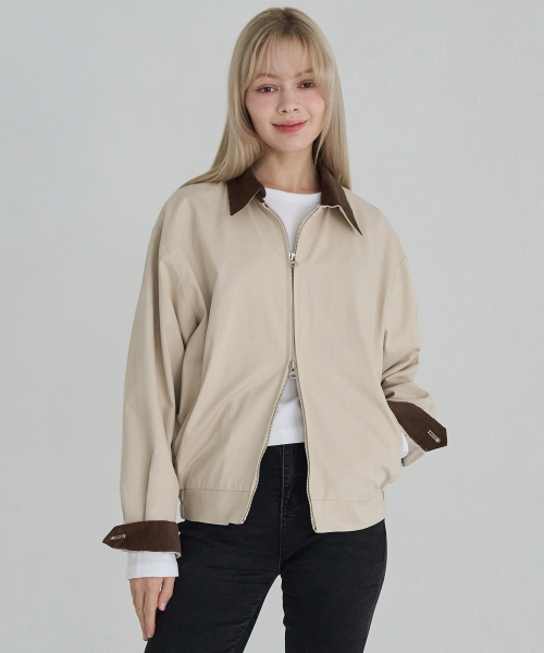 5OML(オーオーエムエル)の「コットンヘリングトンジャケット(ベージュ)(ブルゾン・レディース・ベージュ・MEDIUM/LARGE)」の3枚目の写真