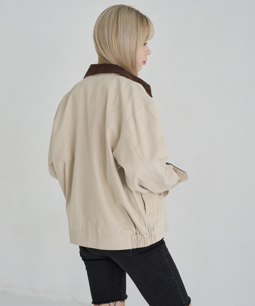 5OML(オーオーエムエル)の「コットンヘリングトンジャケット(ベージュ)(ブルゾン・レディース・ベージュ・MEDIUM/LARGE)」の4枚目の写真