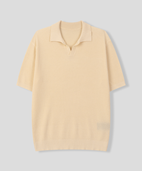 BLACK MOMENT（ブラックモーメント）の「コジラウンジ サマー ニット 半袖 ポロ Tシャツ [ネイビー]（ニット/セーター・メンズ・ネイビー・LARGE/MEDIUM）」の4枚目の写真