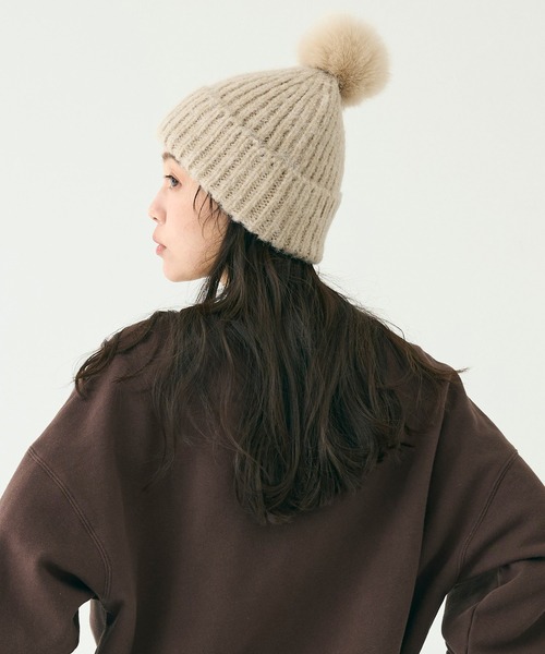 coca（coca）（コカ）の「ボブルハット（ニットキャップ/ビーニー・レディース・グレー/ベージュ・ONE SIZE）」の8枚目の写真