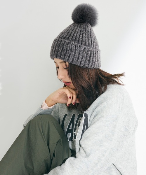 coca（coca）（コカ）の「ボブルハット（ニットキャップ/ビーニー・レディース・グレー/ベージュ・ONE SIZE）」の15枚目の写真