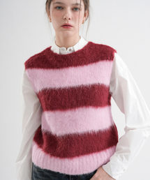 VLETI（ブレッティ）の「Wool Stripe Brush Knit Vest (Pink)（ベスト）」