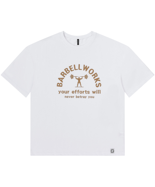 BARBELLWORKS(バーベルワークス)の「ピーチファーオーバーサイズ(Tシャツ/カットソー・メンズ・ホワイト/ブラック・MEDIUM/LARGE/X-LARGE)」の2枚目の写真