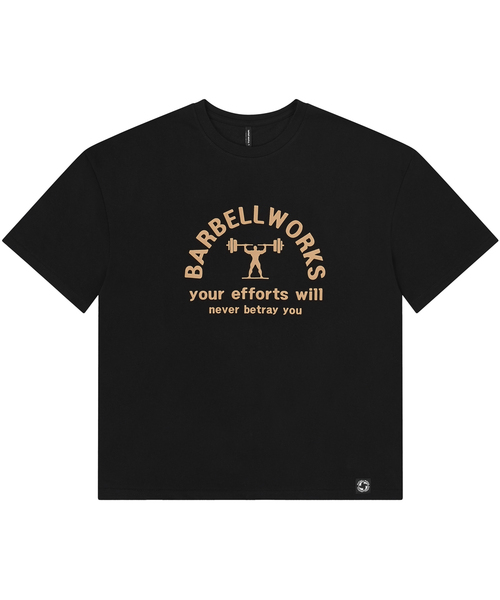 BARBELLWORKS(バーベルワークス)の「ピーチファーオーバーサイズ(Tシャツ/カットソー・メンズ・ホワイト/ブラック・MEDIUM/LARGE/X-LARGE)」の1枚目の写真