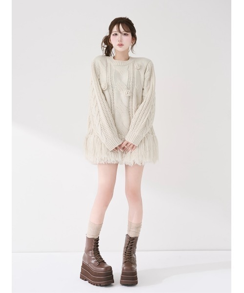 ローズモチーフニットチュニック（ニット/セーター）｜Darich