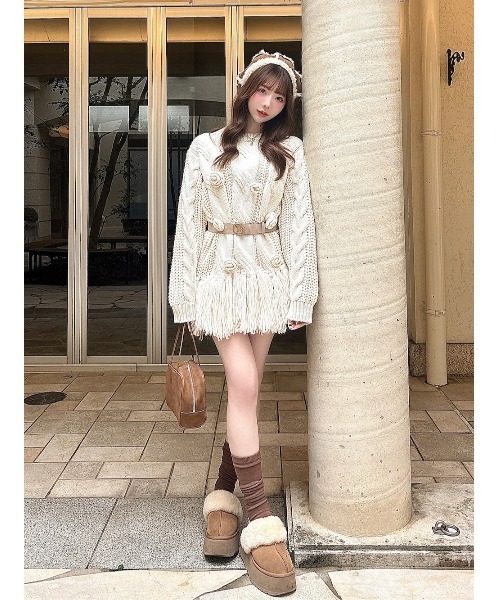 ローズモチーフニットチュニック（ニット/セーター）｜Darich