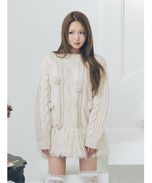 ジャングル東京 まみちゃん着用❤︎Darich ローズモチーフニットチュニック ローズモチーフニットチュニック（ニット/セーター）｜Darich