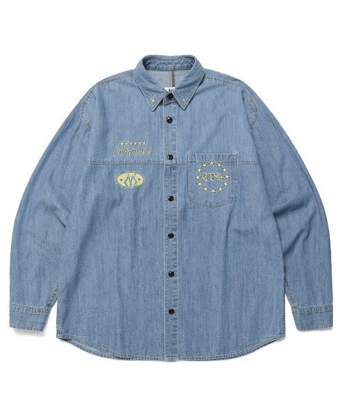Cavish(カビシ)の「CVS WASHED DENIM SHIRT BLUE(CV2DFUW301A)(シャツ/ブラウス・レディース・ブルー・LARGE/MEDIUM)」の1枚目の写真