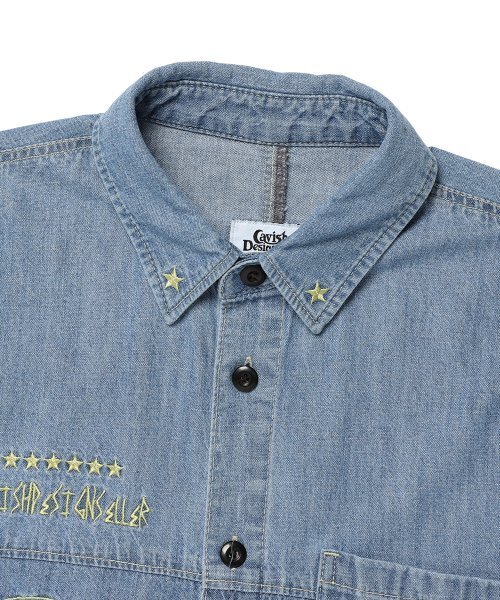 Cavish(カビシ)の「CVS WASHED DENIM SHIRT BLUE(CV2DFUW301A)(シャツ/ブラウス・レディース・ブルー・LARGE/MEDIUM)」の3枚目の写真