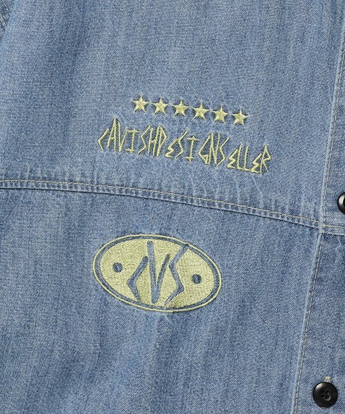 Cavish(カビシ)の「CVS WASHED DENIM SHIRT BLUE(CV2DFUW301A)(シャツ/ブラウス・レディース・ブルー・LARGE/MEDIUM)」の4枚目の写真