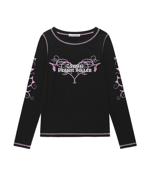Cavish(カビシ)の「W STEM LS TEE BLACK(CV2FSFT553A)(Tシャツ/カットソー・レディース・ブラック・FREE)」の3枚目の写真