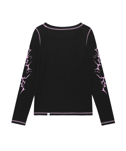 Cavish(カビシ)の「W STEM LS TEE BLACK(CV2FSFT553A)(Tシャツ/カットソー・レディース・ブラック・FREE)」の4枚目の写真