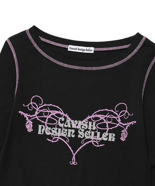 Cavish(カビシ)の「W STEM LS TEE BLACK(CV2FSFT553A)(Tシャツ/カットソー・レディース・ブラック・FREE)」の5枚目の写真