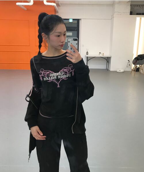 Cavish(カビシ)の「W STEM LS TEE BLACK(CV2FSFT553A)(Tシャツ/カットソー・レディース・ブラック・FREE)」の12枚目の写真