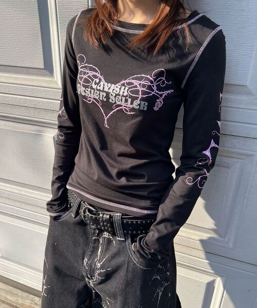 Cavish(カビシ)の「W STEM LS TEE BLACK(CV2FSFT553A)(Tシャツ/カットソー・レディース・ブラック・FREE)」の15枚目の写真