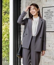 CARETTE（カレット）の「スーツセット ダブル セットアップ カジュアル ジャケット パンツ テーパード スリム ビジネス オフィス 仕事 フォーマル セレモニー 卒業式 卒園式 入学式 入園式 ママスーツ 七五三 ママ 母親 オケージョン（スーツセット）」