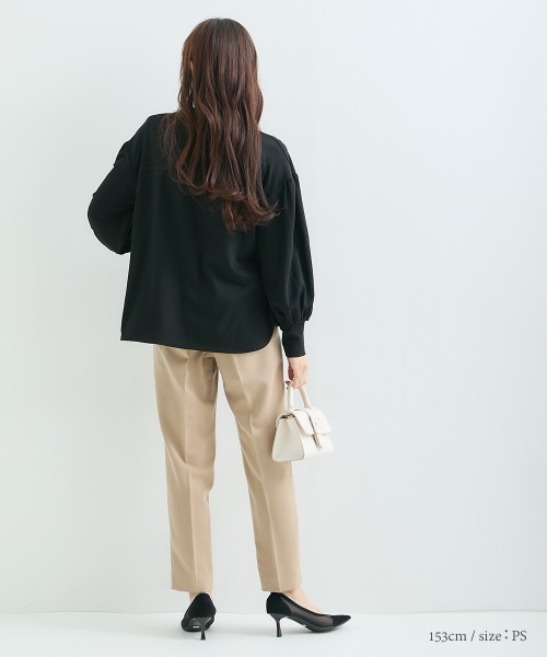 Petitjo(プッチージョ)の「小さいサイズ クルーネックブラウス 低身長さん・小柄女性(シャツ/ブラウス・レディース・オフホワイト/ブラック・PSS/PS/PM/PL)」の20枚目の写真
