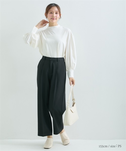 Petitjo(プッチージョ)の「小さいサイズ クルーネックブラウス 低身長さん・小柄女性(シャツ/ブラウス・レディース・オフホワイト/ブラック・PSS/PS/PM/PL)」の16枚目の写真