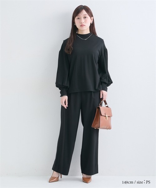 Petitjo(プッチージョ)の「小さいサイズ クルーネックブラウス 低身長さん・小柄女性(シャツ/ブラウス・レディース・オフホワイト/ブラック・PSS/PS/PM/PL)」の22枚目の写真