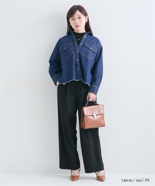 Petitjo(プッチージョ)の「小さいサイズ クルーネックブラウス 低身長さん・小柄女性(シャツ/ブラウス・レディース・オフホワイト/ブラック・PSS/PS/PM/PL)」の15枚目の写真