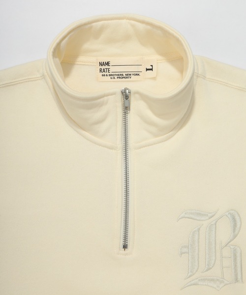 68&brothers（シックスティエイトアンドブラザーズ）の「68&BROTHERS シックスティーエイトアンドブラザーズ / emb Old B Half Zip Sweat（スウェット・メンズ・ネイビー/アイボリー/ブラック/ヘザーグレー・LARGE/X-LARGE）」の13枚目の写真