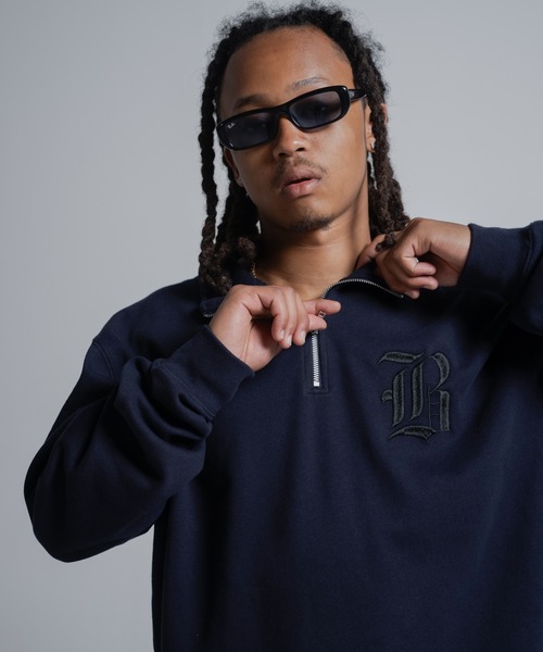 68&brothers（シックスティエイトアンドブラザーズ）の「68&BROTHERS シックスティーエイトアンドブラザーズ / emb Old B Half Zip Sweat（スウェット・メンズ・ネイビー/アイボリー/ブラック/ヘザーグレー・LARGE/X-LARGE）」の22枚目の写真