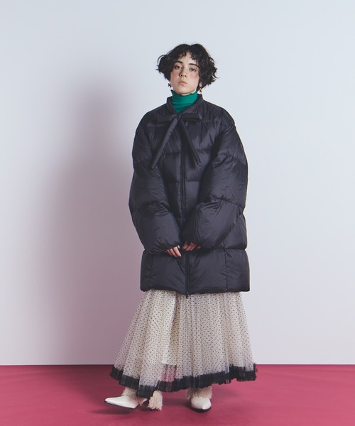 manana suerte（マニャーナスエルテ）の「リボン中綿ダウンコート（ダウンジャケット/コート・レディース・ミント/ブラック・FREE）」の9枚目の写真