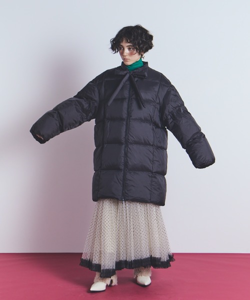 manana suerte（マニャーナスエルテ）の「リボン中綿ダウンコート（ダウンジャケット/コート・レディース・ミント/ブラック・FREE）」の10枚目の写真