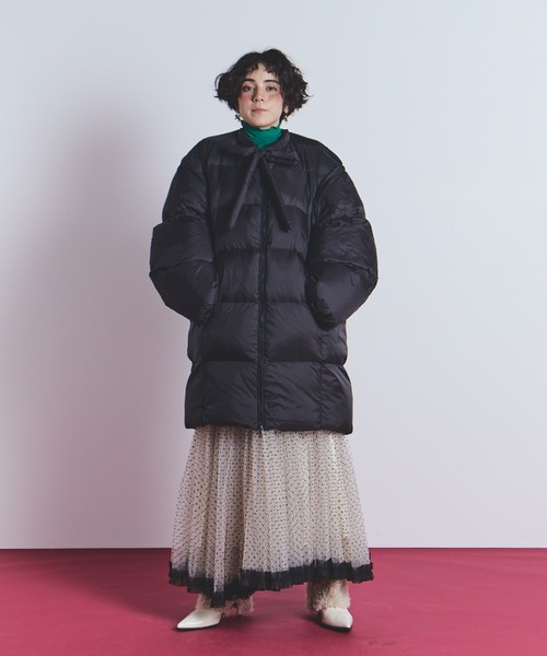 manana suerte（マニャーナスエルテ）の「リボン中綿ダウンコート（ダウンジャケット/コート・レディース・ミント/ブラック・FREE）」の13枚目の写真