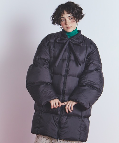 manana suerte（マニャーナスエルテ）の「リボン中綿ダウンコート（ダウンジャケット/コート・レディース・ミント/ブラック・FREE）」の3枚目の写真