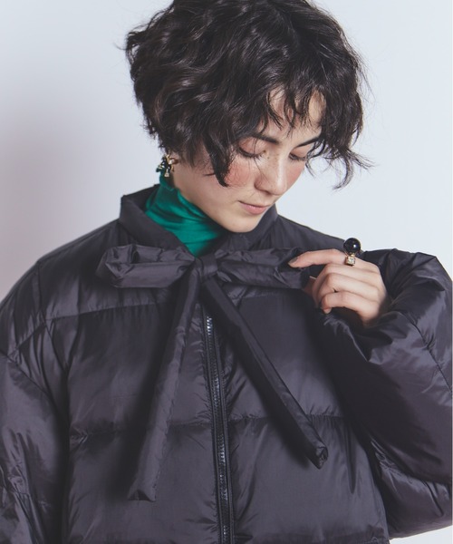 manana suerte（マニャーナスエルテ）の「リボン中綿ダウンコート（ダウンジャケット/コート・レディース・ミント/ブラック・FREE）」の6枚目の写真