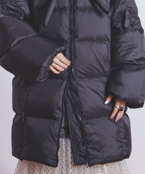 manana suerte（マニャーナスエルテ）の「リボン中綿ダウンコート（ダウンジャケット/コート・レディース・ミント/ブラック・FREE）」の7枚目の写真