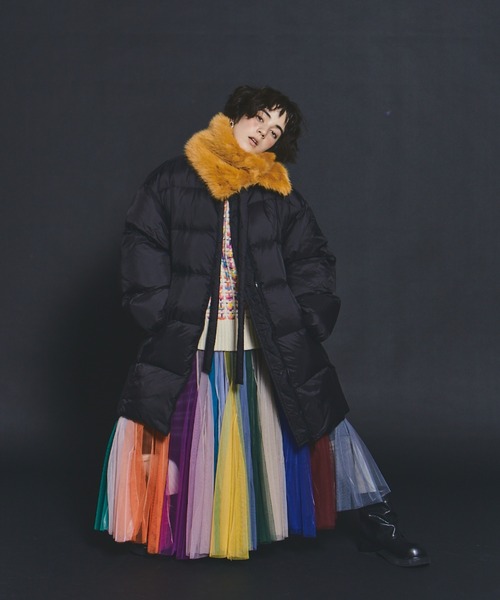 manana suerte（マニャーナスエルテ）の「リボン中綿ダウンコート（ダウンジャケット/コート・レディース・ミント/ブラック・FREE）」の15枚目の写真