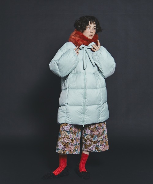 manana suerte（マニャーナスエルテ）の「リボン中綿ダウンコート（ダウンジャケット/コート・レディース・ミント/ブラック・FREE）」の21枚目の写真