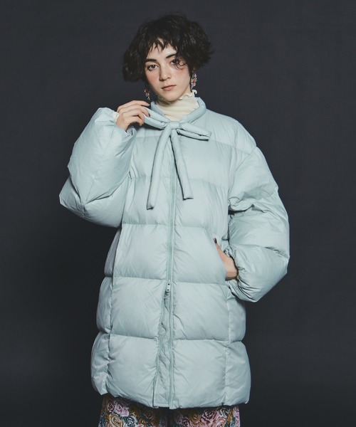 manana suerte（マニャーナスエルテ）の「リボン中綿ダウンコート（ダウンジャケット/コート・レディース・ミント/ブラック・FREE）」の16枚目の写真