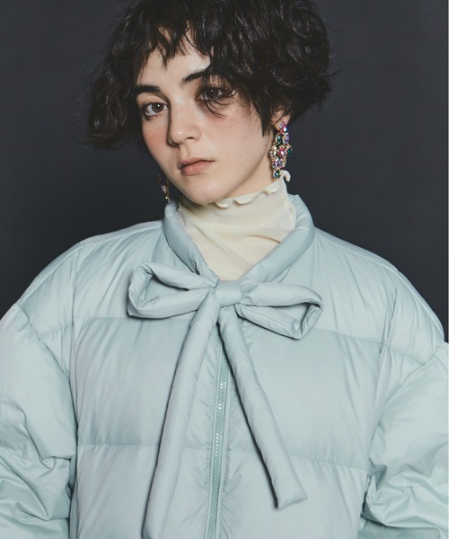 manana suerte（マニャーナスエルテ）の「リボン中綿ダウンコート（ダウンジャケット/コート・レディース・ミント/ブラック・FREE）」の17枚目の写真