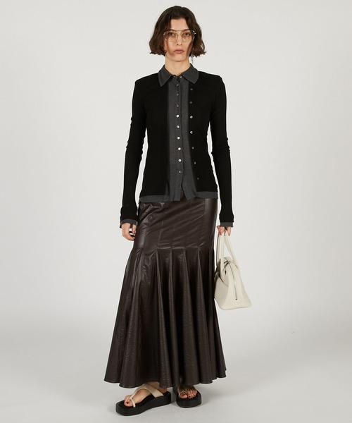 PRANK PROJECT(プランクプロジェクト)の「【2026Spring Pre-Order】ダブルフロントジャージーシャツ / Double Front Shirt(シャツ/ブラウス・レディース・ブラック/ベージュ/ブラウン・FREE)」の4枚目の写真