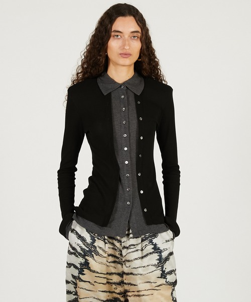 PRANK PROJECT(プランクプロジェクト)の「【2026Spring Pre-Order】ダブルフロントジャージーシャツ / Double Front Shirt(シャツ/ブラウス・レディース・ブラック/ベージュ/ブラウン・FREE)」の10枚目の写真