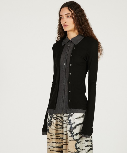 PRANK PROJECT(プランクプロジェクト)の「【2026Spring Pre-Order】ダブルフロントジャージーシャツ / Double Front Shirt(シャツ/ブラウス・レディース・ブラック/ベージュ/ブラウン・FREE)」の11枚目の写真