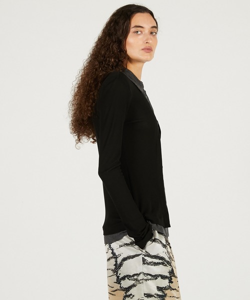 PRANK PROJECT(プランクプロジェクト)の「【2026Spring Pre-Order】ダブルフロントジャージーシャツ / Double Front Shirt(シャツ/ブラウス・レディース・ブラック/ベージュ/ブラウン・FREE)」の13枚目の写真