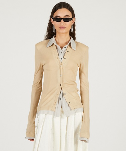 PRANK PROJECT(プランクプロジェクト)の「【2026Spring Pre-Order】ダブルフロントジャージーシャツ / Double Front Shirt(シャツ/ブラウス・レディース・ブラック/ベージュ/ブラウン・FREE)」の19枚目の写真