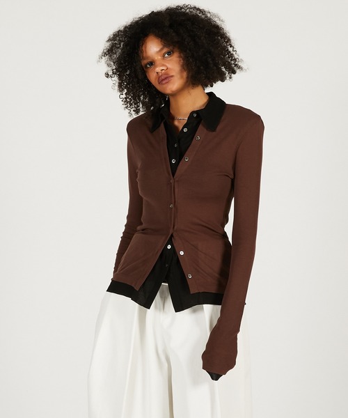 PRANK PROJECT(プランクプロジェクト)の「【2026Spring Pre-Order】ダブルフロントジャージーシャツ / Double Front Shirt(シャツ/ブラウス・レディース・ブラック/ベージュ/ブラウン・FREE)」の14枚目の写真