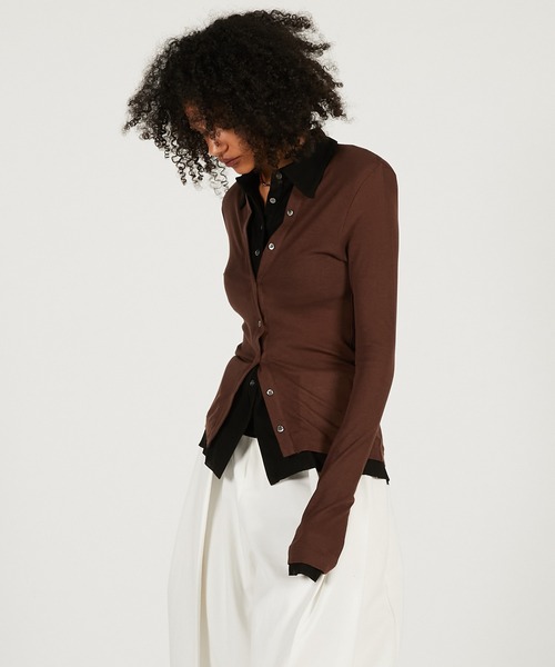 PRANK PROJECT(プランクプロジェクト)の「【2026Spring Pre-Order】ダブルフロントジャージーシャツ / Double Front Shirt(シャツ/ブラウス・レディース・ブラック/ベージュ/ブラウン・FREE)」の15枚目の写真