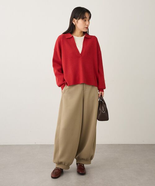 CRAFT STANDARD BOUTIQUE(クラフトスタンダードブティック)の「深Vネックニットプルオーバー ◆(ニット/セーター・レディース・ブラック/ライトベージュ/レッド/ブラウン・FREE)」の7枚目の写真