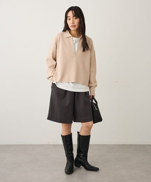 CRAFT STANDARD BOUTIQUE(クラフトスタンダードブティック)の「深Vネックニットプルオーバー ◆(ニット/セーター・レディース・ブラック/ライトベージュ/レッド/ブラウン・FREE)」の14枚目の写真
