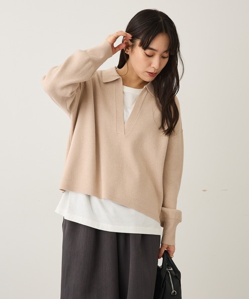 CRAFT STANDARD BOUTIQUE（クラフトスタンダードブティック）の「深Vネックニットプルオーバー ◆（ニット/セーター・レディース・ブラック/ライトベージュ/レッド/ブラウン・FREE）」の14枚目の写真