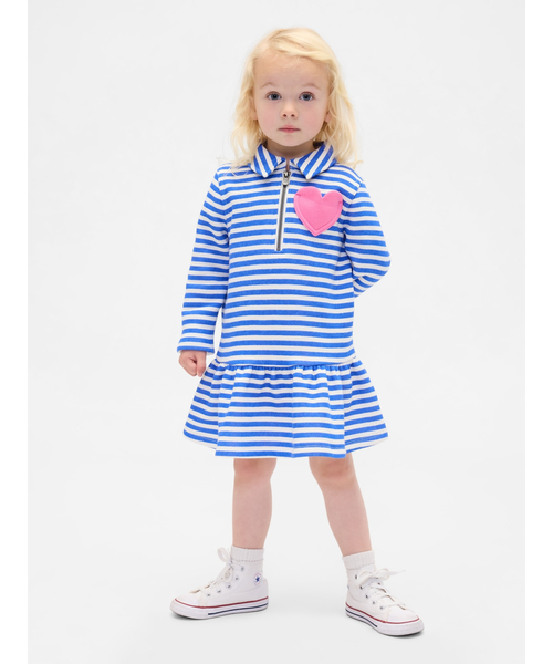 GAP(ギャップ)の「ハーフジップ プルオーバー スウェットワンピース (幼児・ベビー)(ワンピース・キッズ・ブルー/ピンク・70cm/80cm/90cm/95cm/100cm/105cm/110cm)」の1枚目の写真